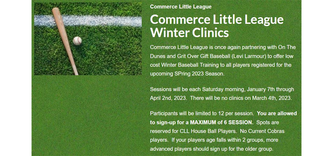 Winter Training for all Registered Players