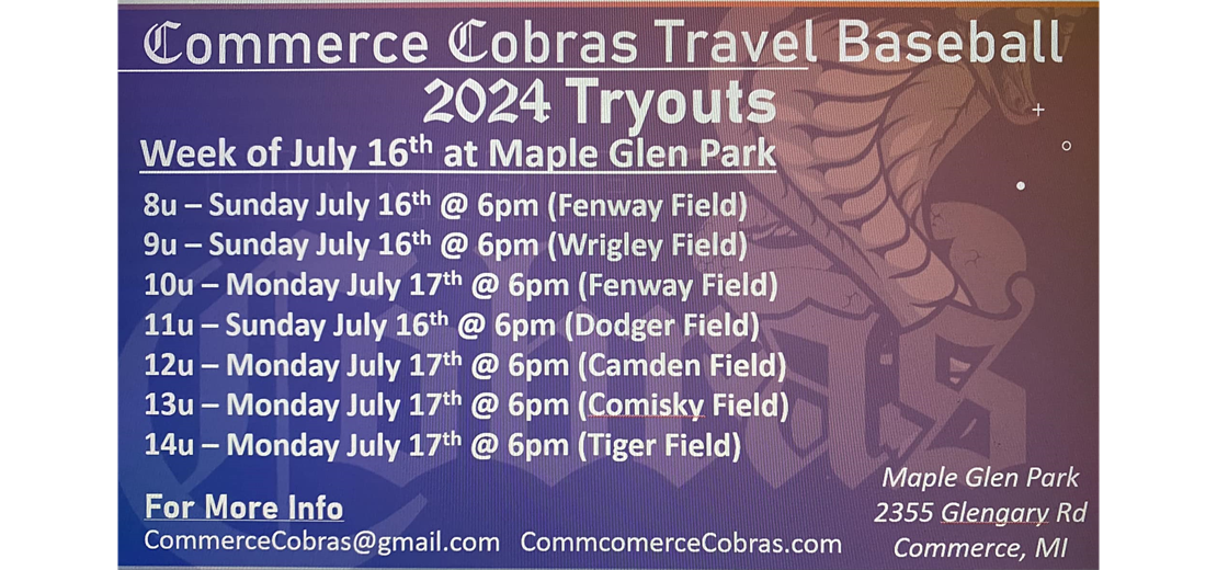 2024 Commerce Cobras Tryouts