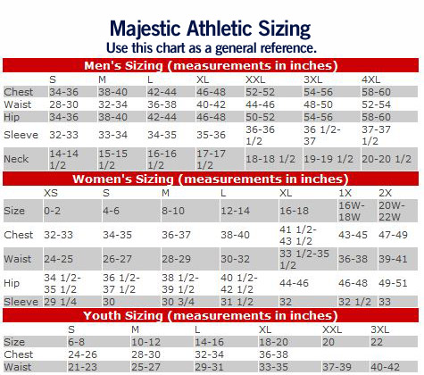 majestic mlb jersey size chart